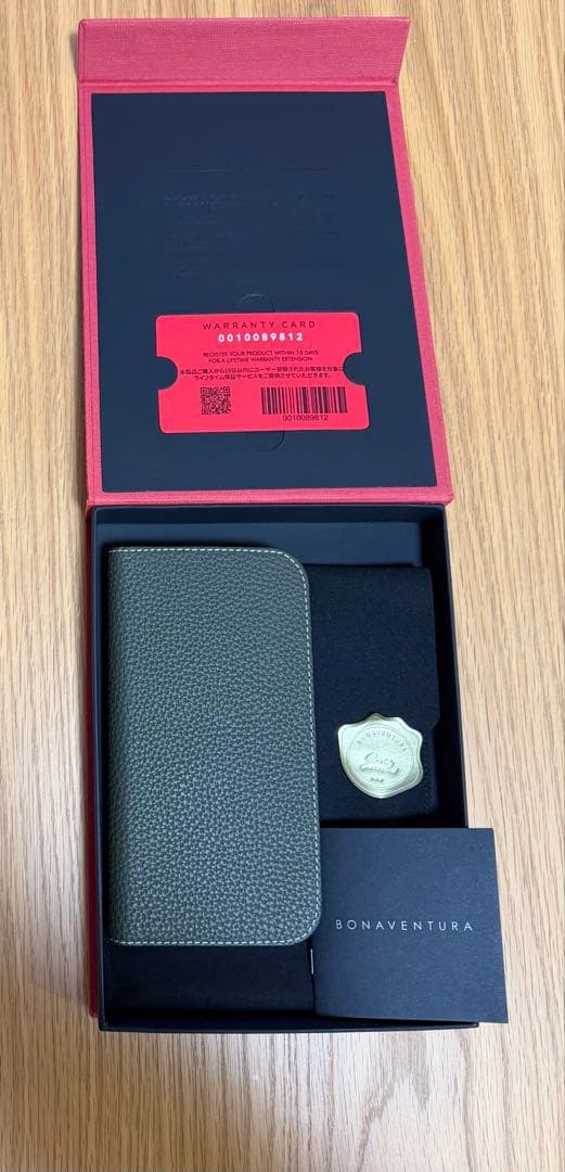 BONAVENTURA手帳型ケース限定グリーン×ベージュiPhone15Pro用