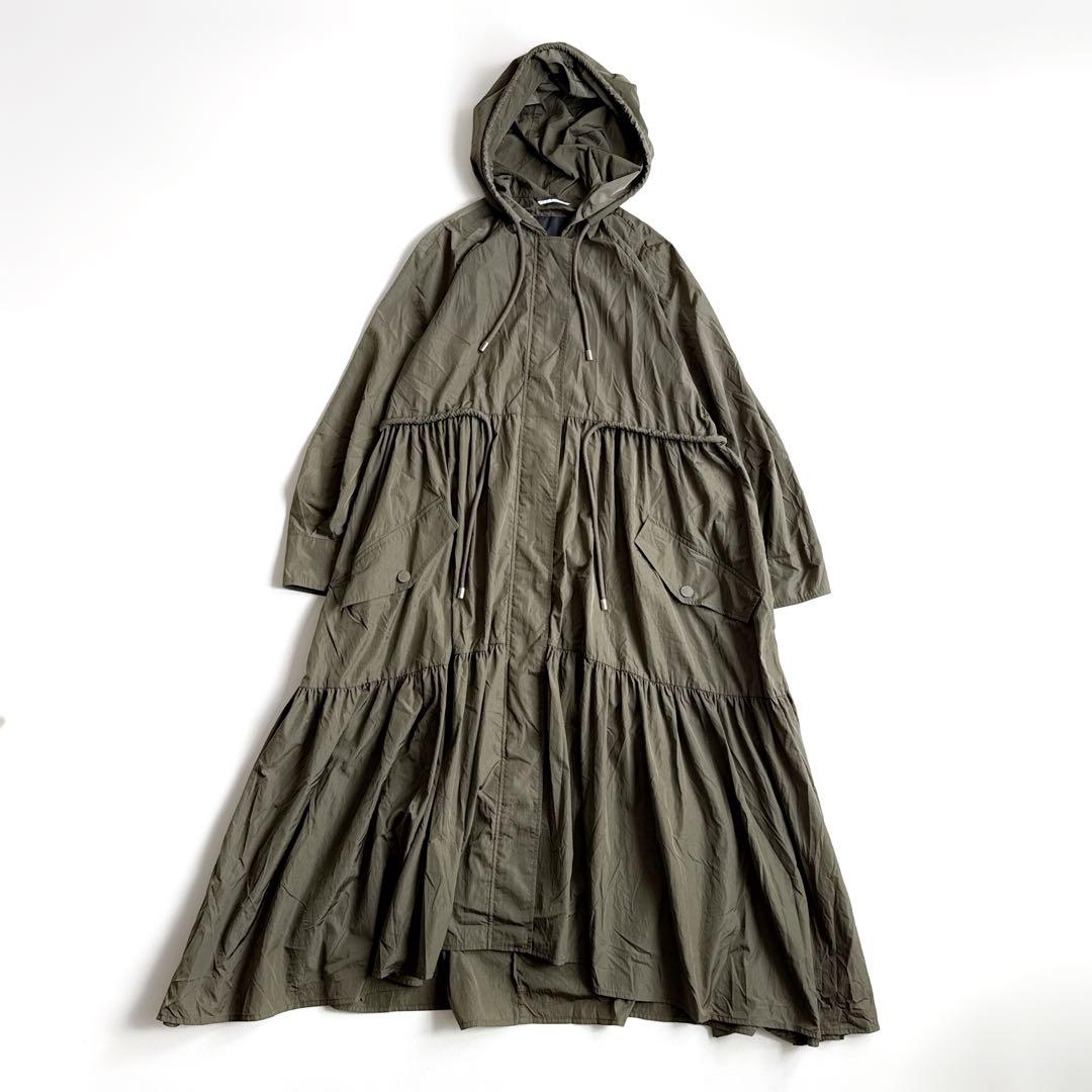 美品　マックスマーラ　ギャザー　モッズコート　　カーキ　38 スプリングコート