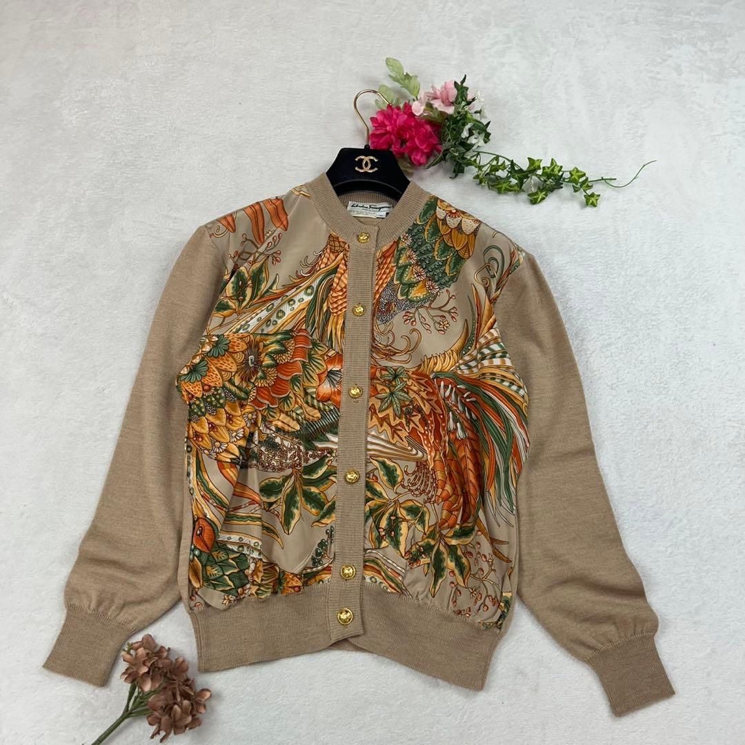 K933 S サルヴァトーレフェラガモ 金ボタン カーディガン レディース