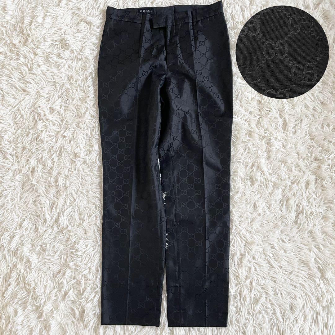 美品　GUCCI　スラックス　GG　総柄　ブラック　Sサイズ　メンズ　スーツ