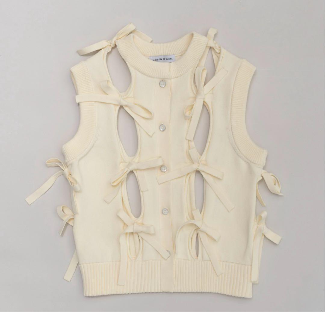 maisonspecial リボンホールニットベスト