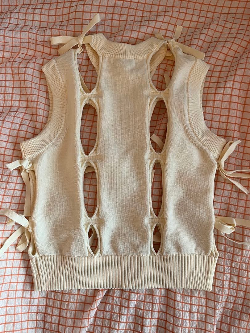 maisonspecial リボンホールニットベスト