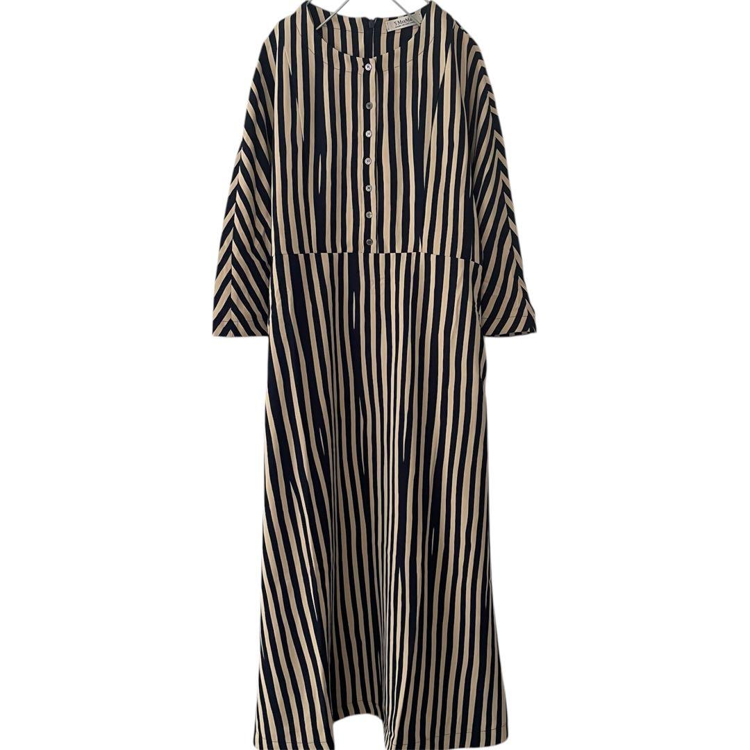 Max Mara マックスマーラ ストライプ マキシワンピース ロングワンピース