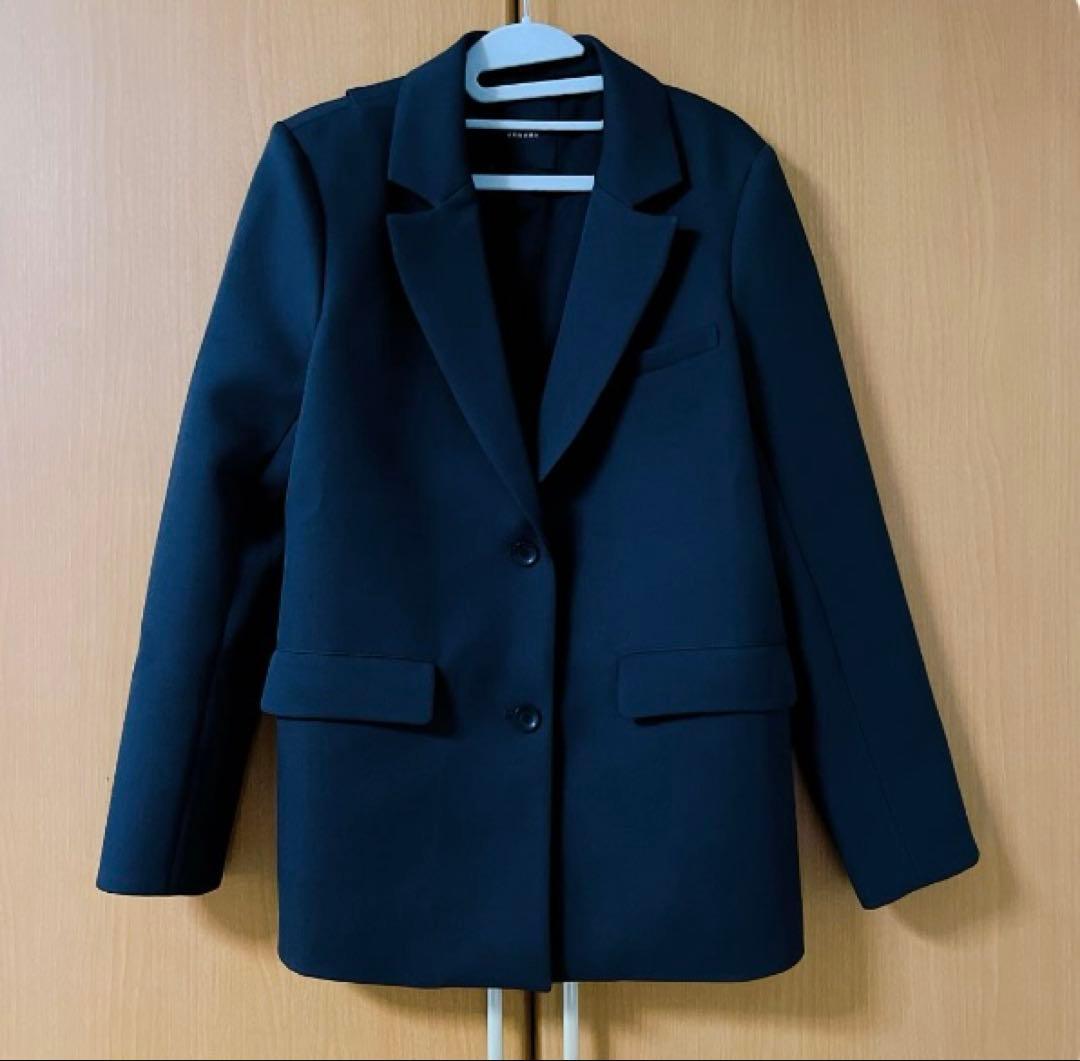 【美品】バックデザインフォルムジャケット チャコールグレー アニュアンス