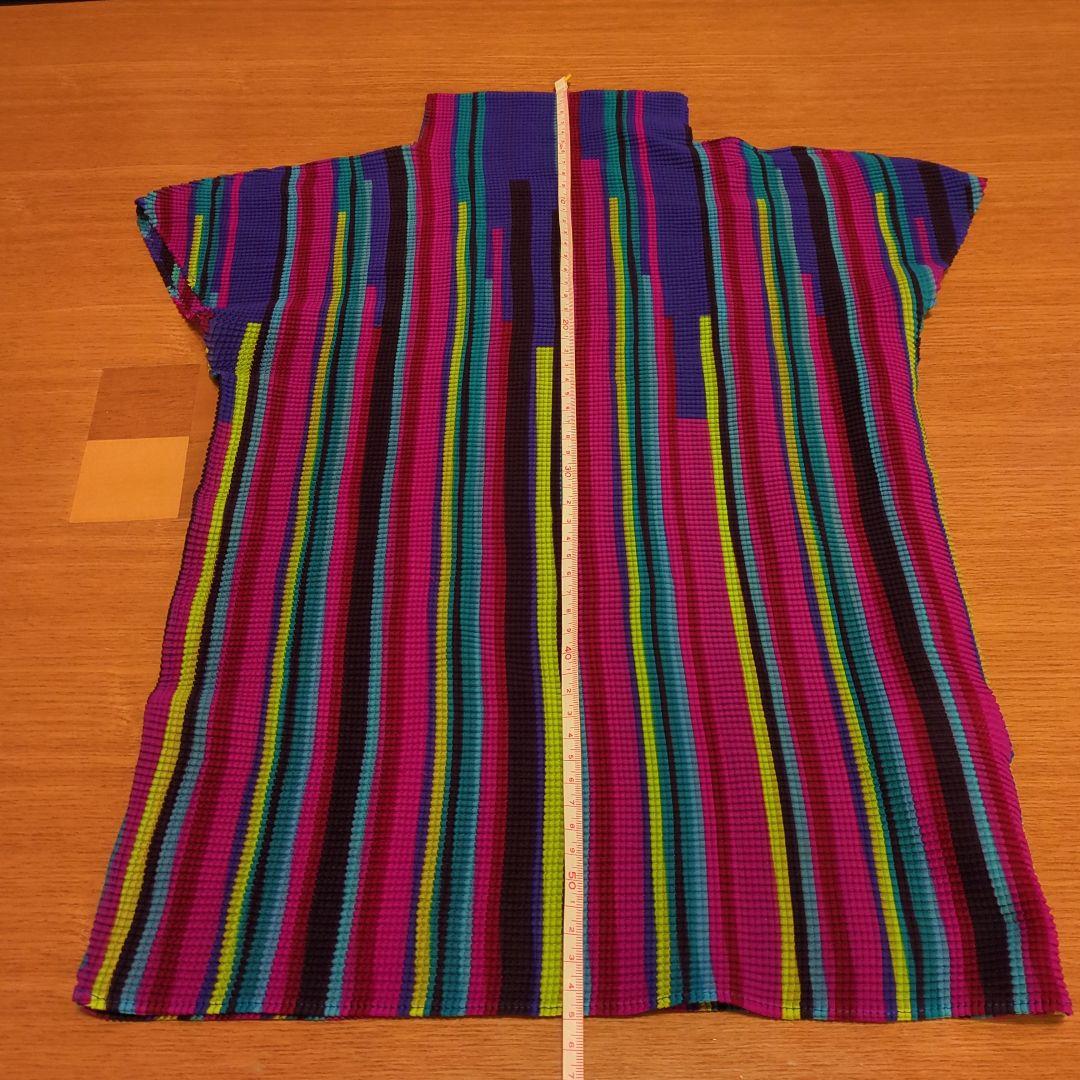 me 半袖ストライプTシャツ マルチカラー　ミヤケイッセイ