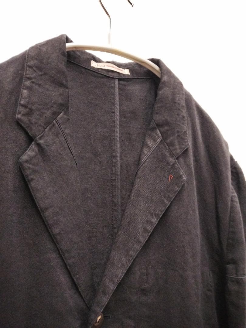 パパス/リネンジャケット/P刺繍襟/ロゴ刻印ボタン/本切羽/ゆったりシルエット