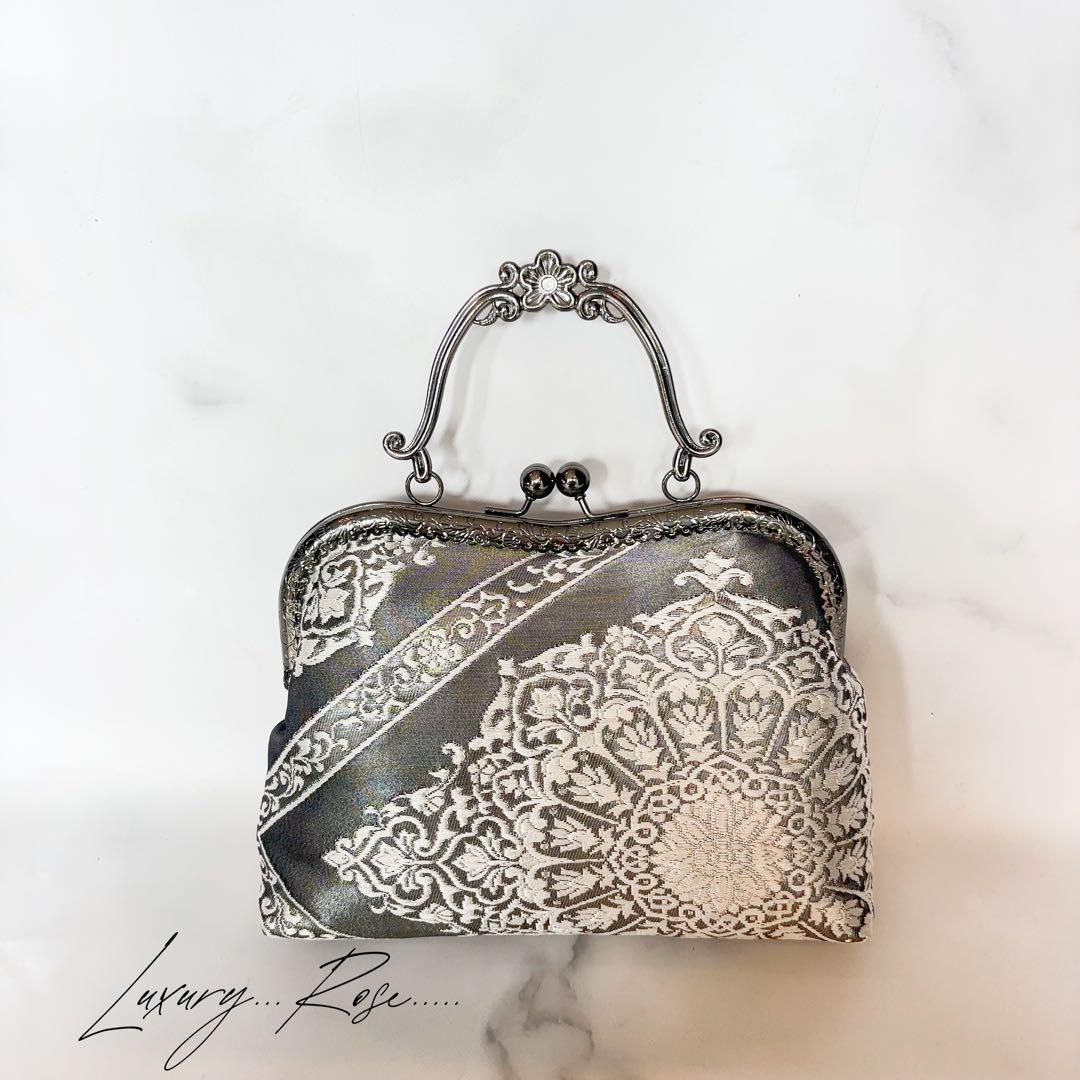 9月新作！数量限定希少ブラック金箔♡格の高い華紋柄の最高級西陣帯バッグフォーマル