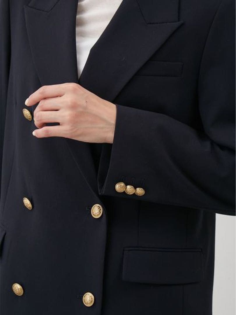 【試着のみ】金釦ダブルブレストロングブレザー