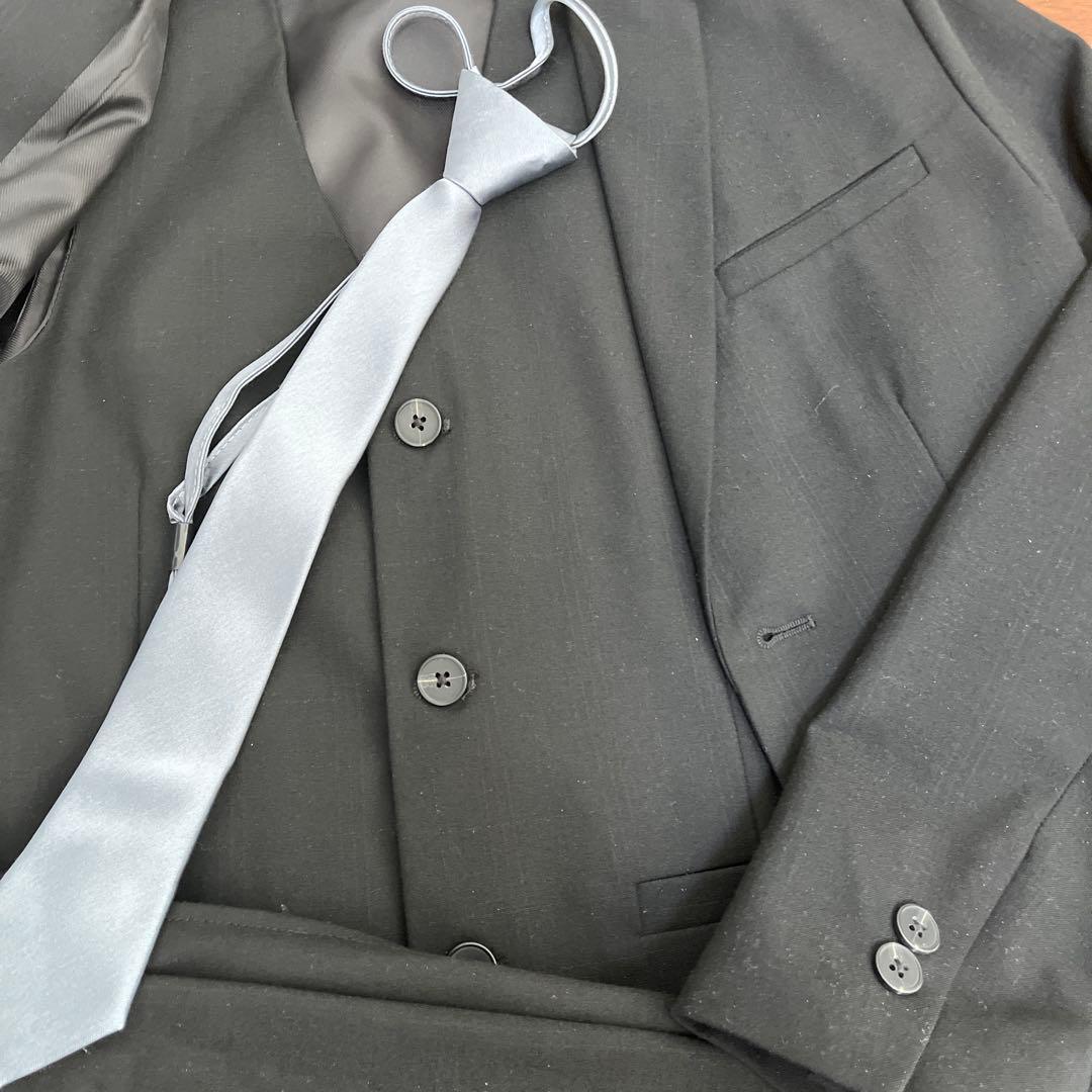 【美品】ZARA ブラックスーツ ベスト ネクタイ付き4点セット