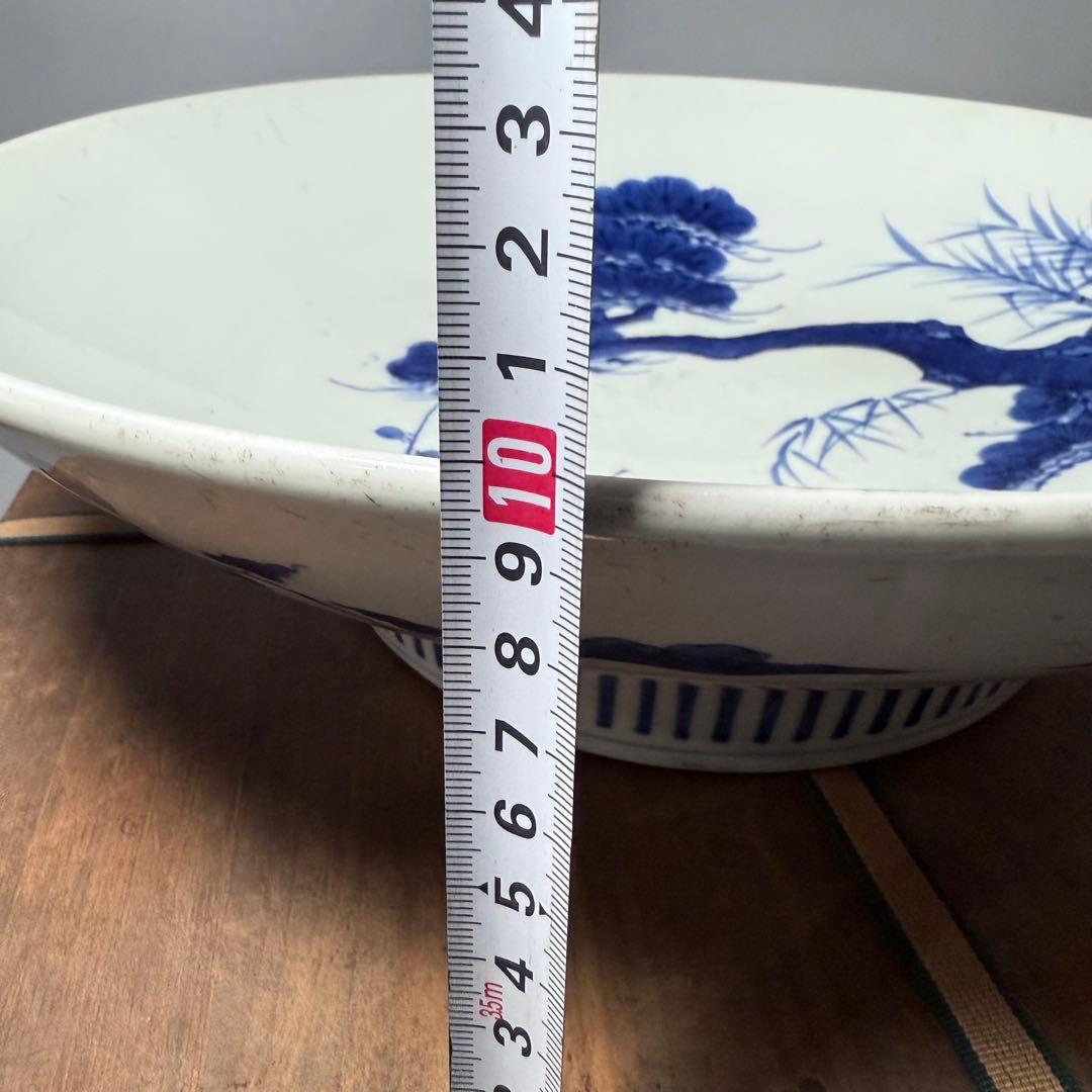 宝暦〜幕末　後期鍋島　染付松竹梅大皿　裏唐草文　蒐集家放出品　同手図録掲載品