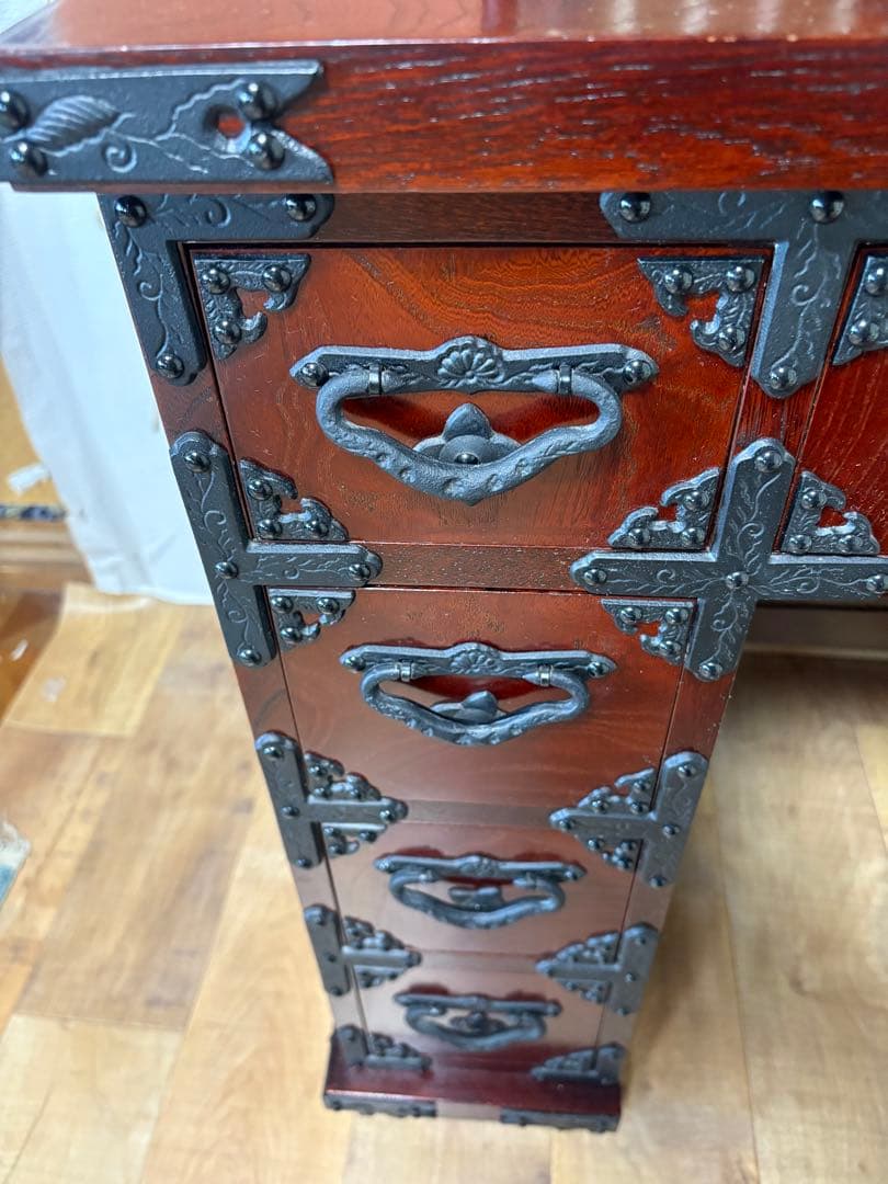 遠野民芸　欅　漆塗　南部鉄　鏡台　ドレッサー　検）岩谷堂　和家具