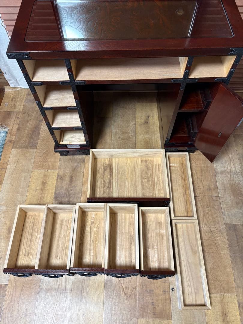 遠野民芸　欅　漆塗　南部鉄　鏡台　ドレッサー　検）岩谷堂　和家具