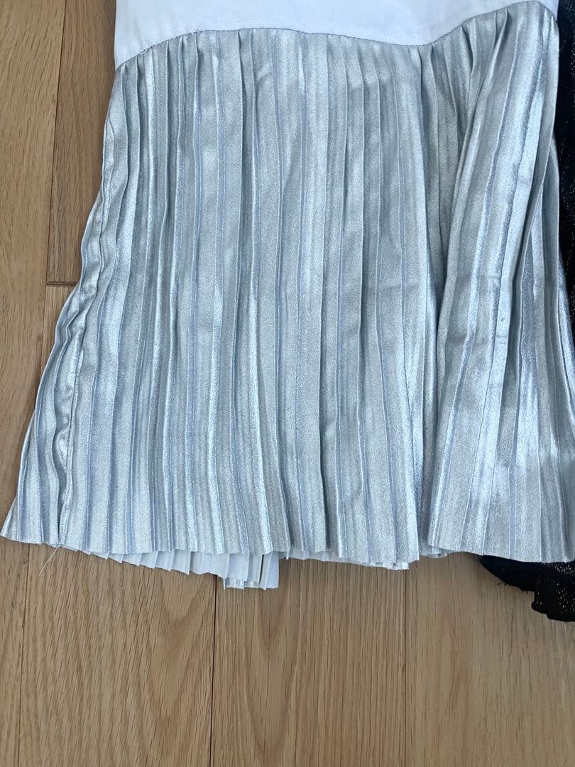 プリーツ裾除け　シルバーとブラックラメ