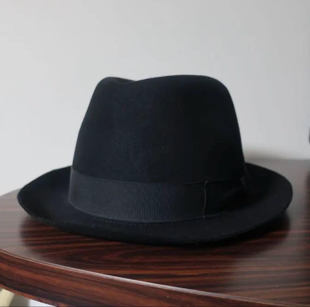 Borsalino ブラック ラビットファーハット