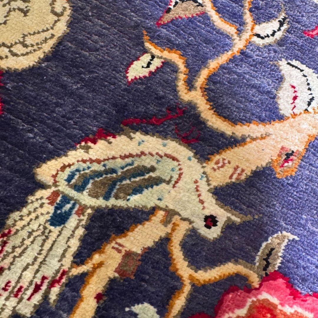 超希少！手織りペルシャ絨毯・全シルク製（クム産） 150×95cm