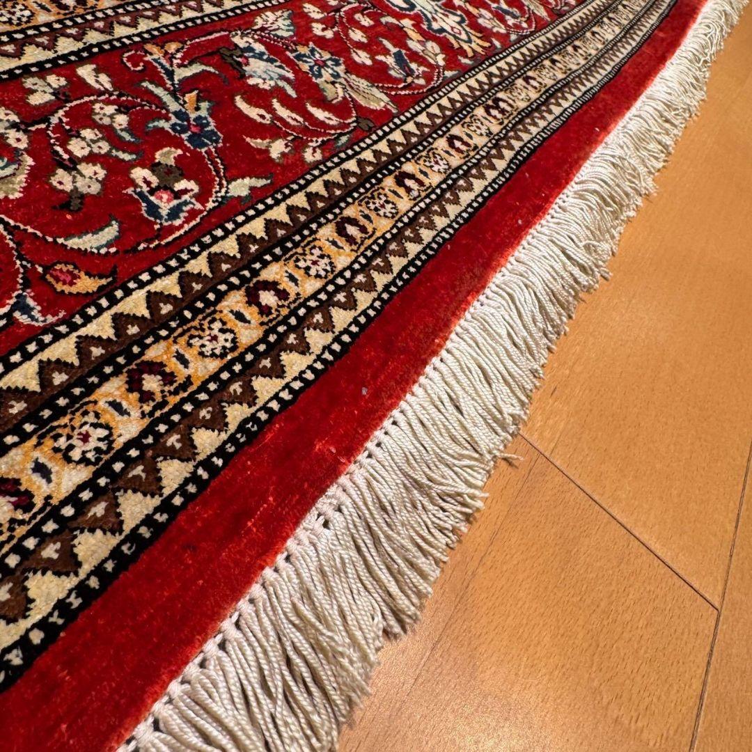 超希少！手織りペルシャ絨毯・全シルク製（クム産） 150×95cm