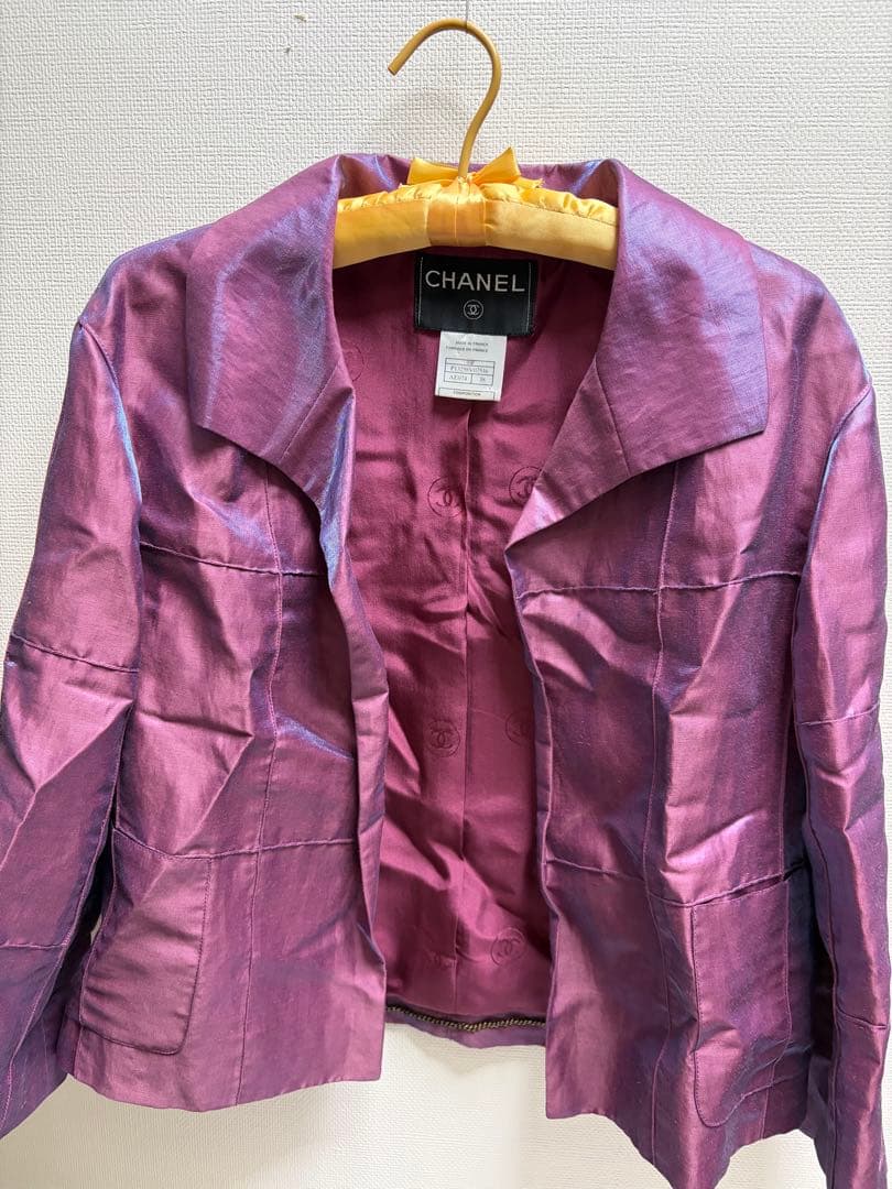 CHANEL サテン パープル ジャケット 38