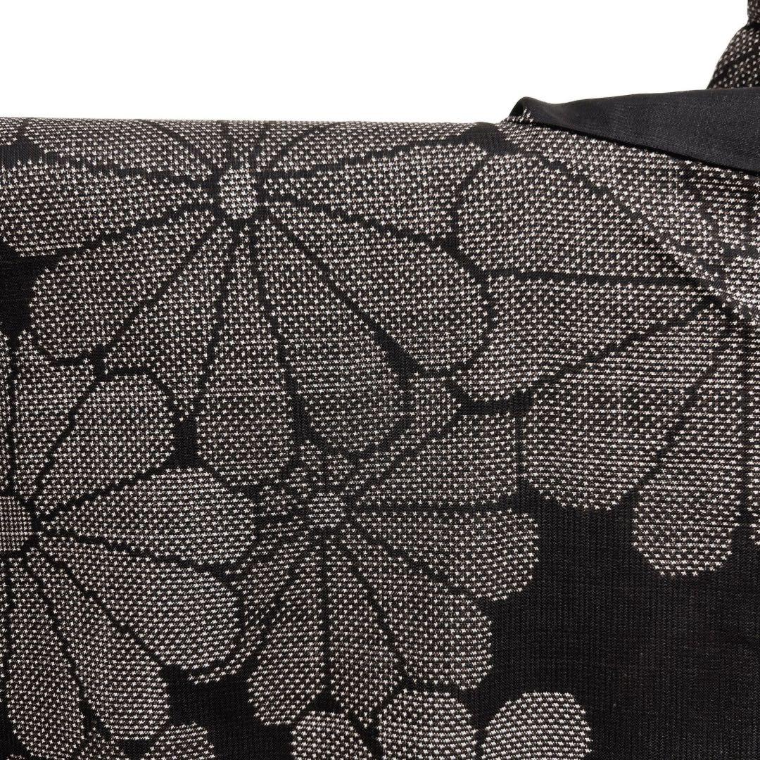 小紋　大島紬　菊花　菊尽くし　黒地　泥染　着物　075a d