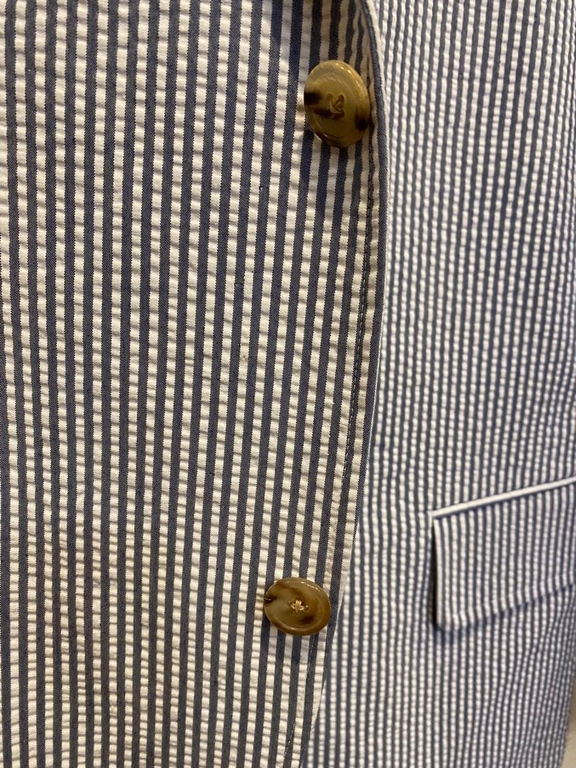 新品　未使用　 Jプレス　シアサッカージャケット　白ネイビーストライプ