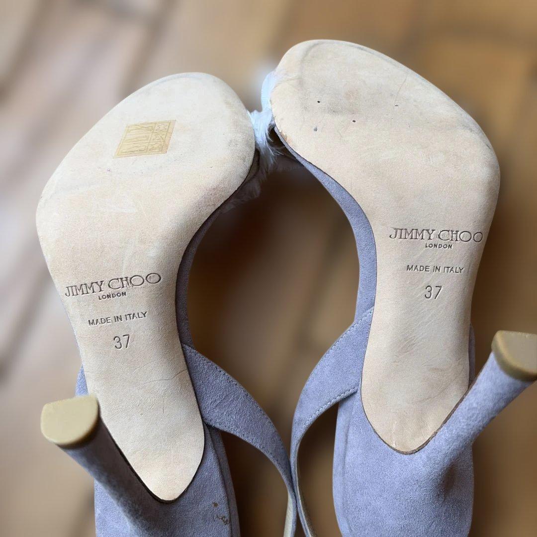 Jimmy Choo スエード フェザー装飾 サンダル