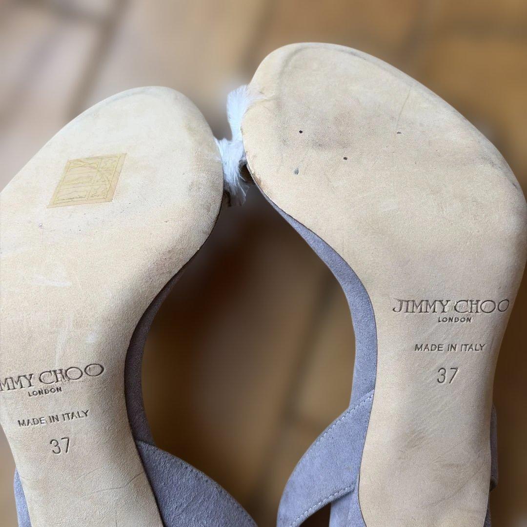 Jimmy Choo スエード フェザー装飾 サンダル