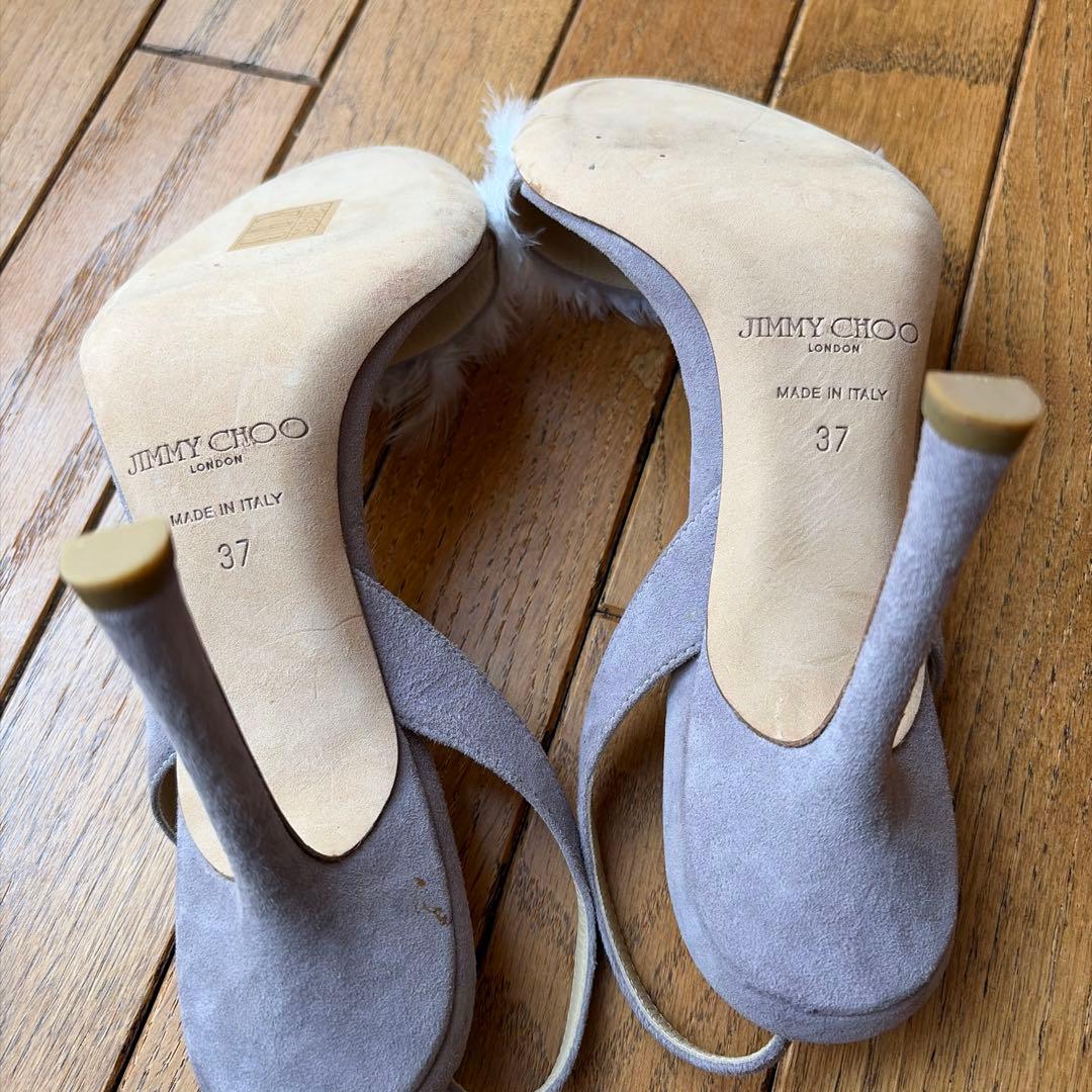 Jimmy Choo スエード フェザー装飾 サンダル
