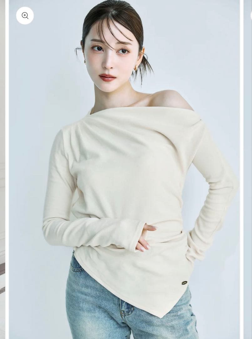 polaura アシンメトリードレープロングスリーブトップス