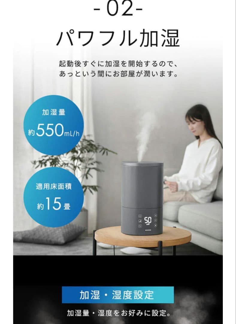 IRIS OHYAMA ハイブリッド加湿器 AHM-HU55A-W