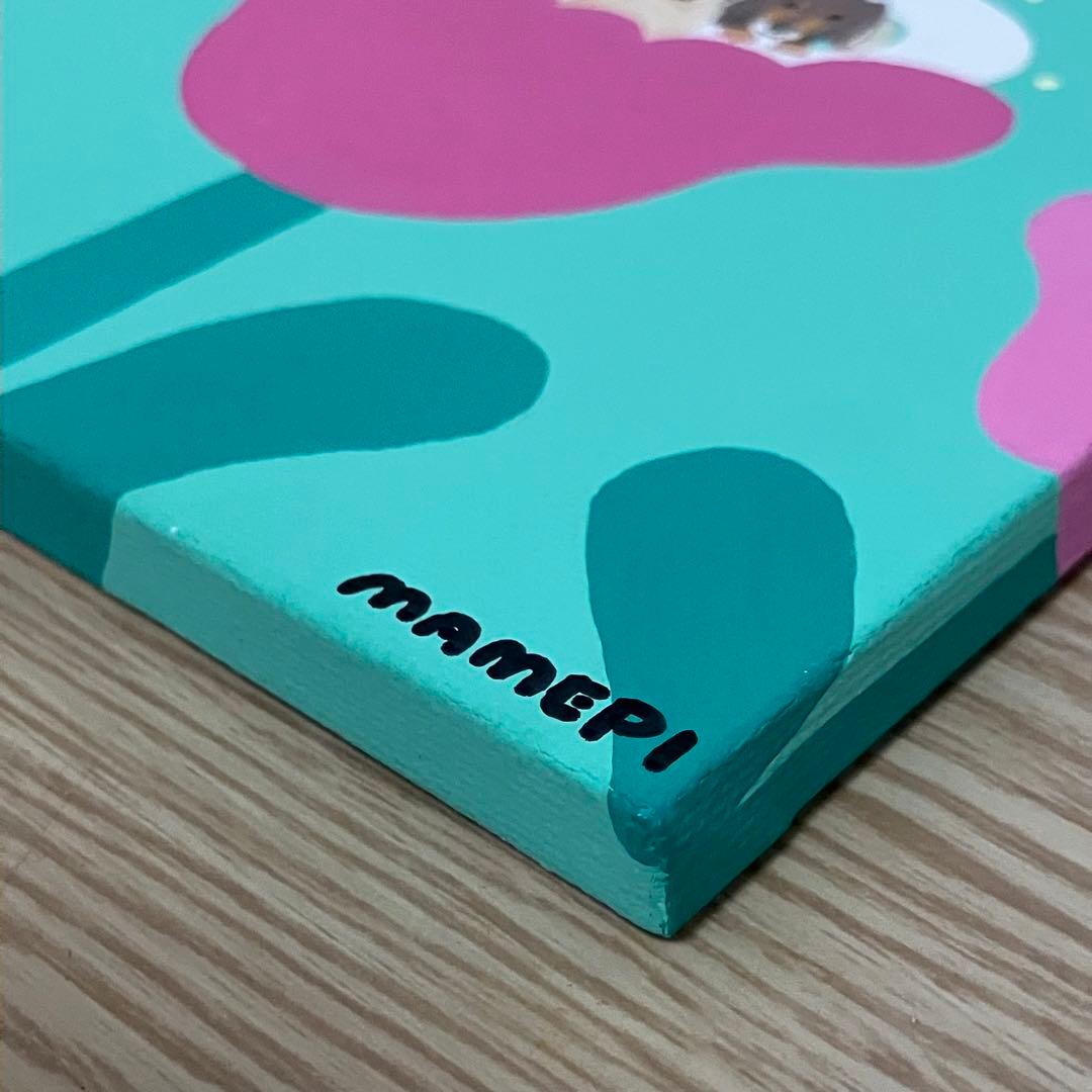 wawon　原画　２枚セット　【わんちゃんとハッピッピ花束】【ぬくもり】