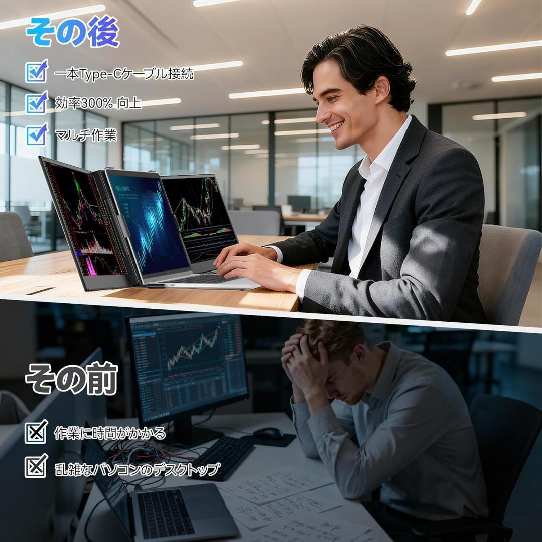 ✨1点物✨14インチ ディアルモバイルモニター 2画面 USB-C接続