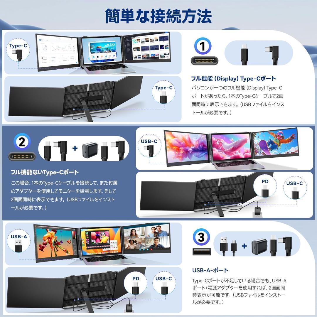 ✨1点物✨14インチ ディアルモバイルモニター 2画面 USB-C接続