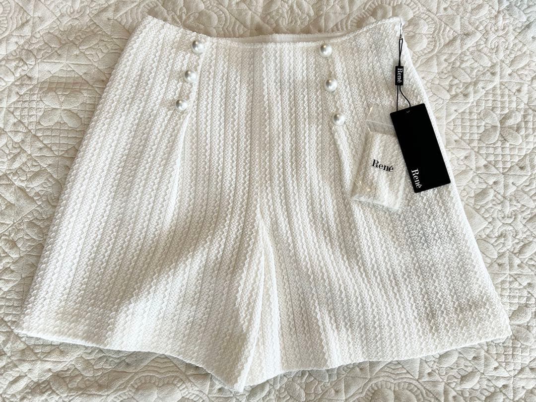 ★新品★Rene★パール ニット ショートパンツ★36★ホワイト★