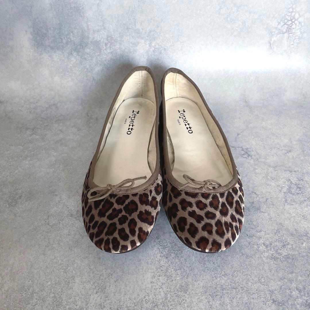 repetto レオパード柄 バレエシューズ ベルベット　39