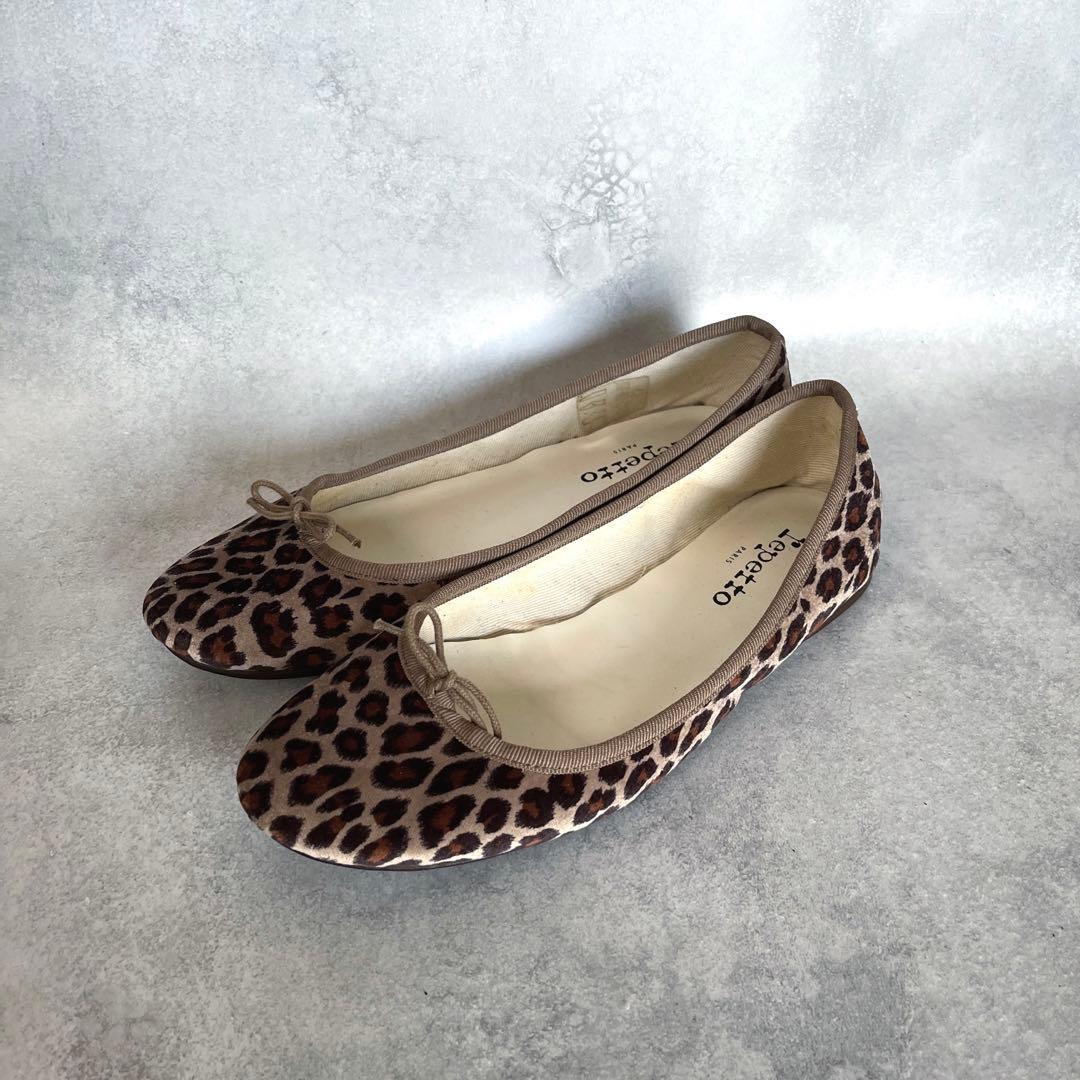 repetto レオパード柄 バレエシューズ ベルベット　39