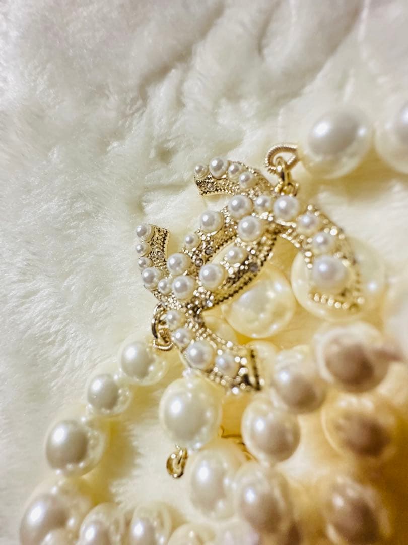 Chanel パールネックレス ゴールドトップラインストーン