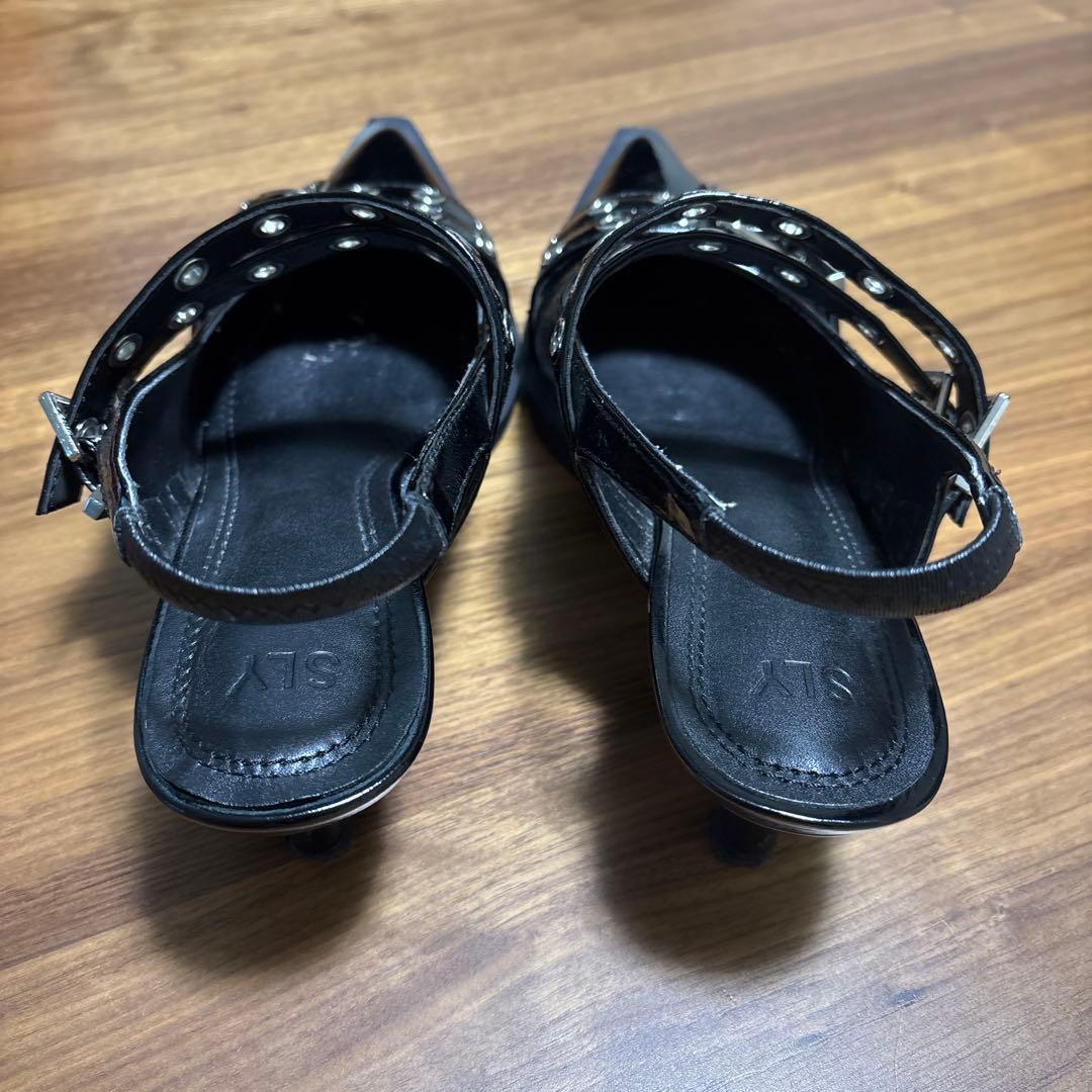 SLY黒 ポインテッドトゥ ミュール