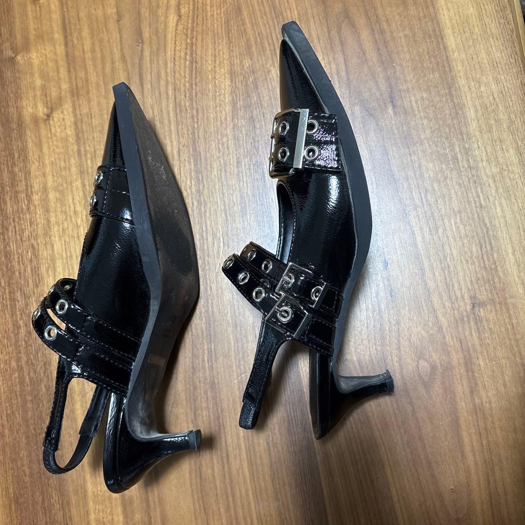 SLY黒 ポインテッドトゥ ミュール