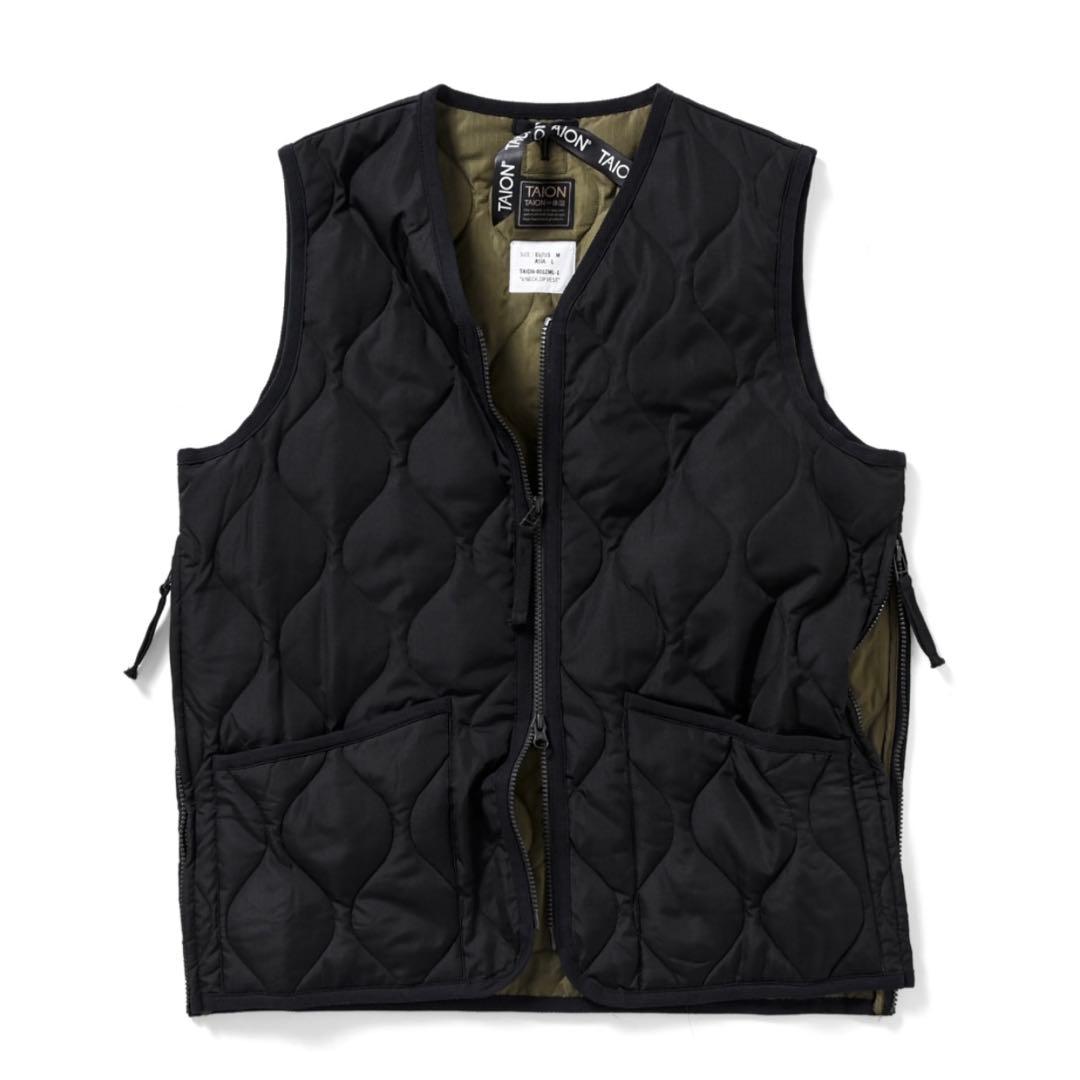 TAION ミリタリーVネックジップ ダウンベスト TAION-001ZML-1