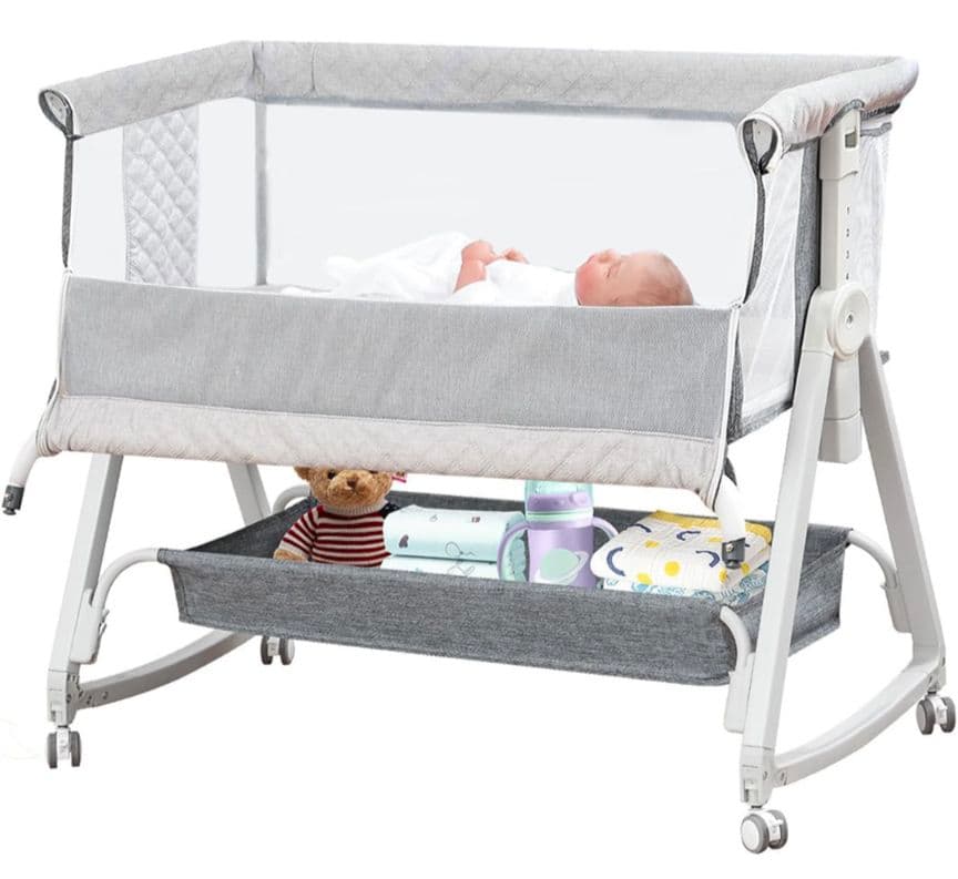 119 ベビーベッド 添い寝ベッド グレー 乳児用ベッド 多機能 高さ6段階調節