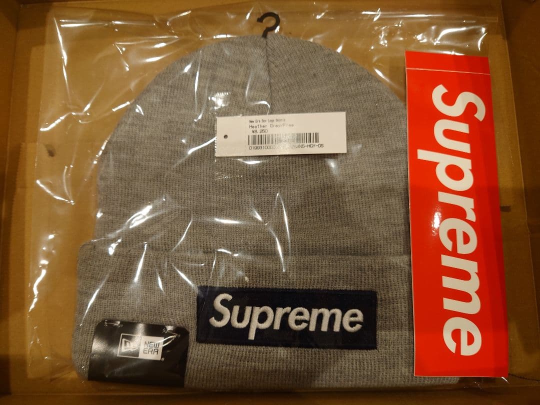 25FW Supreme New Era Box Logo Beanie グレー