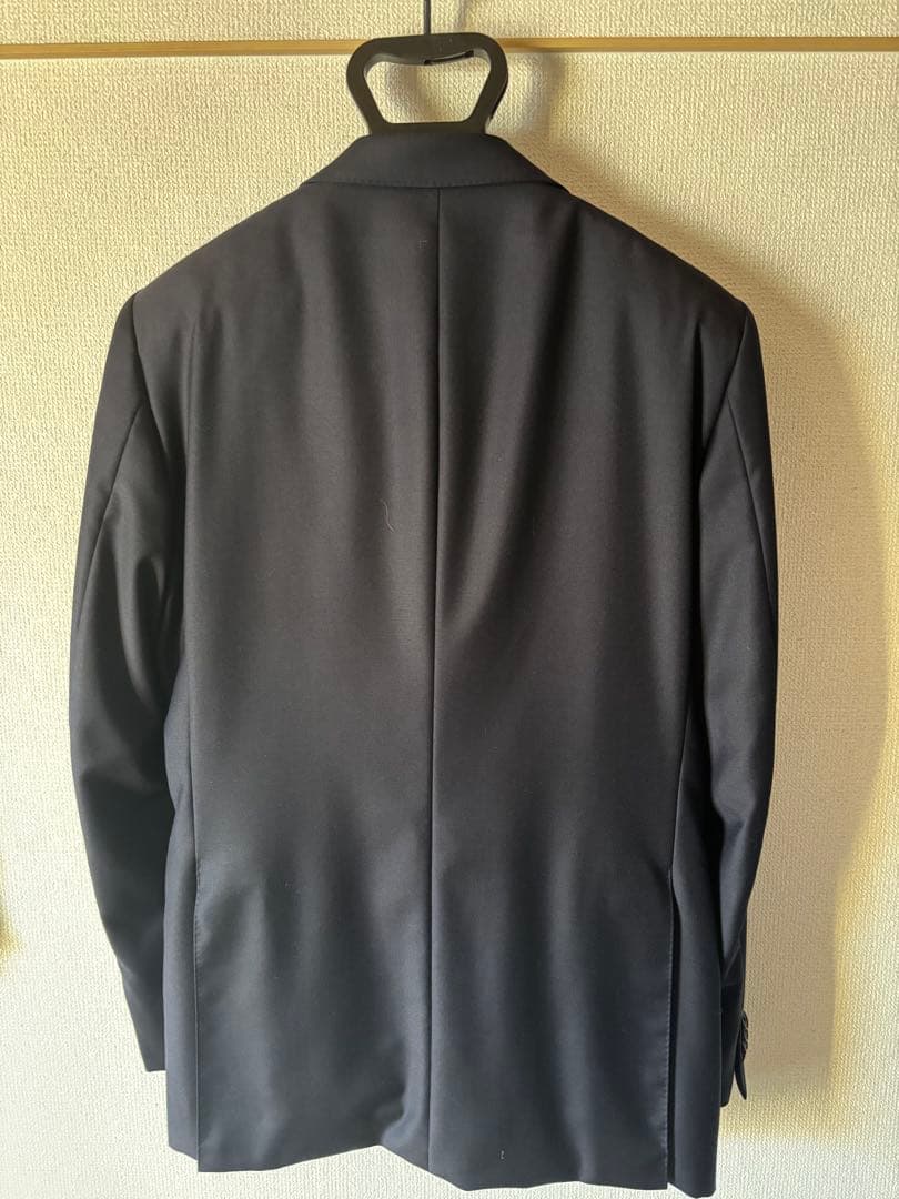 【美品】EDIFICE　セットアップ　シルク混　ネイビー　総裏　日本製　48