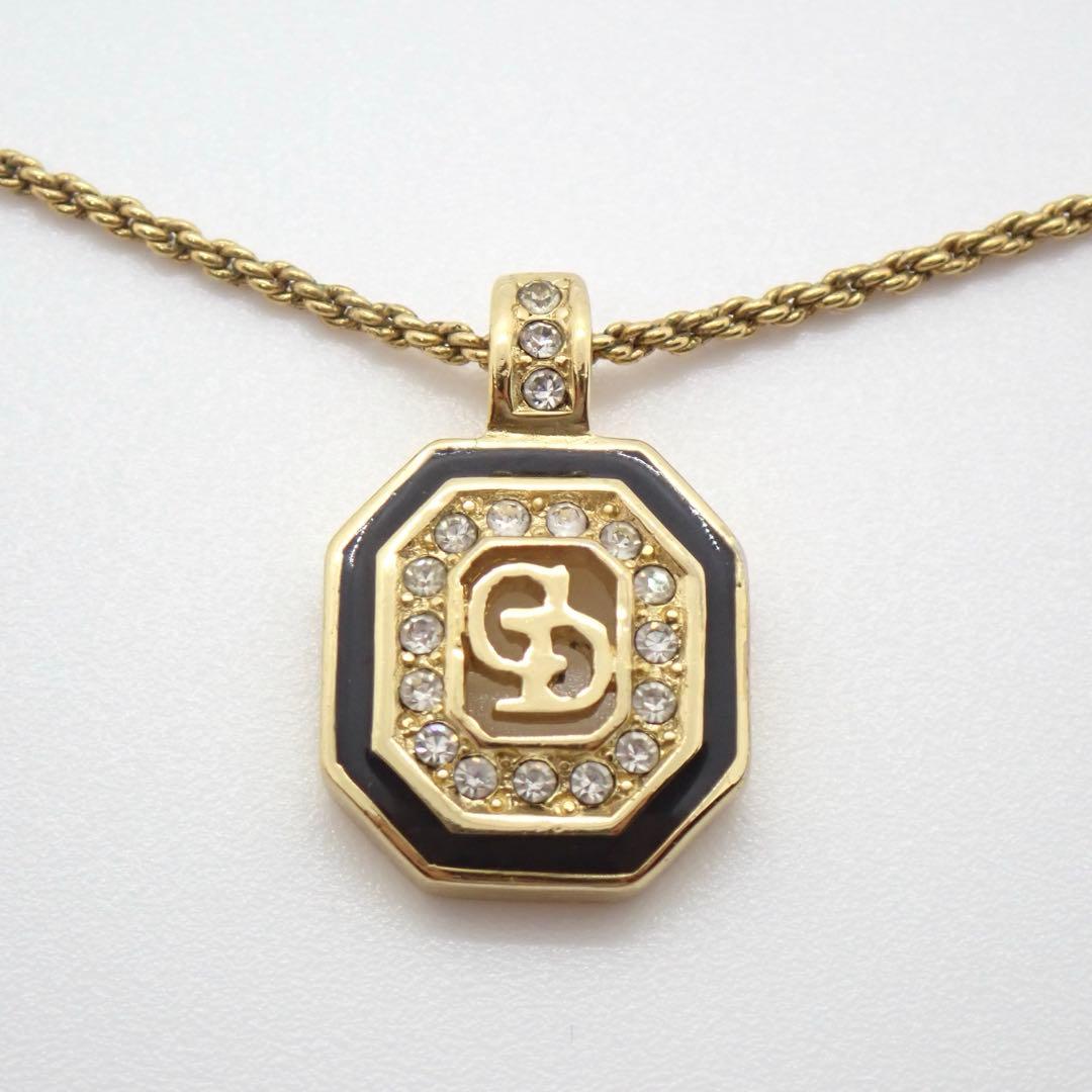 極美品　未使用級　クリスチャンディオール CDロゴ ネックレス 刻印　ストーン