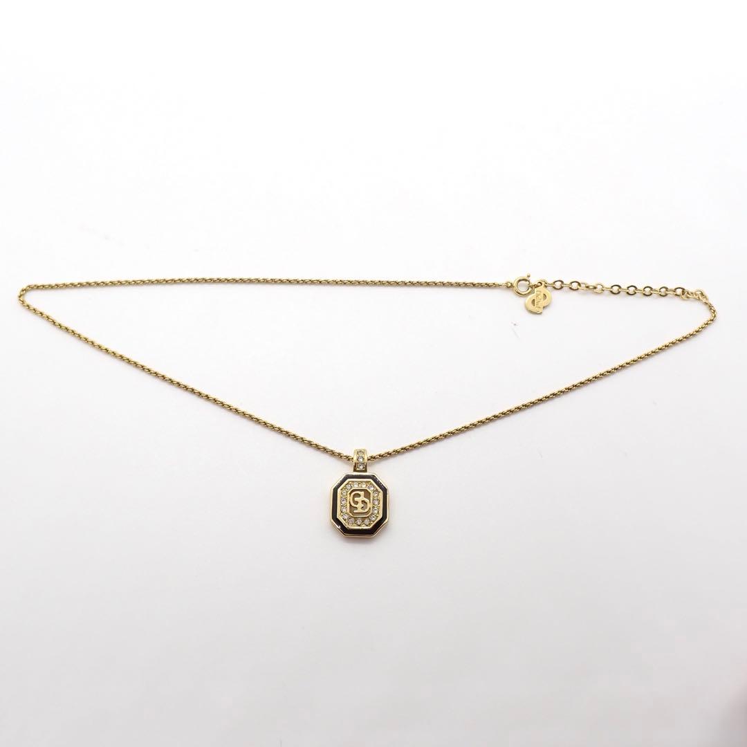 極美品　未使用級　クリスチャンディオール CDロゴ ネックレス 刻印　ストーン