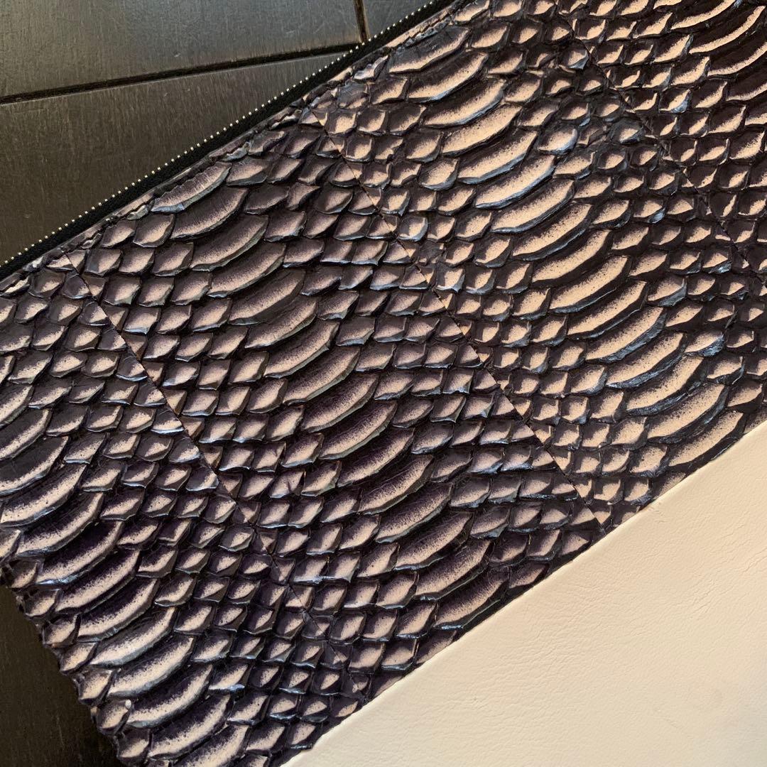 【希少】セリーヌ　パイソン　ラムスキン　ソロクラッチ　バイカラー　ポーチ