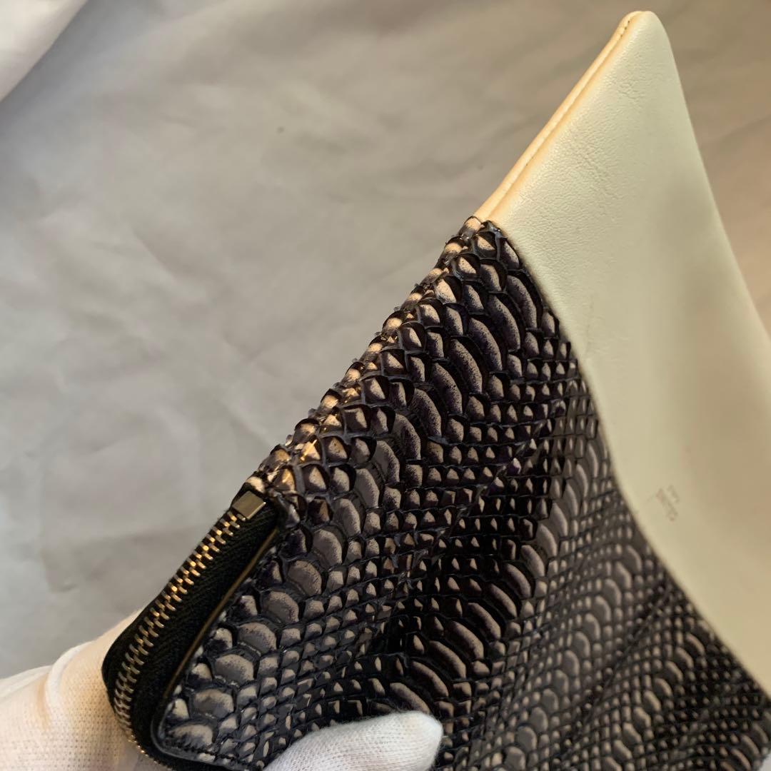 【希少】セリーヌ　パイソン　ラムスキン　ソロクラッチ　バイカラー　ポーチ