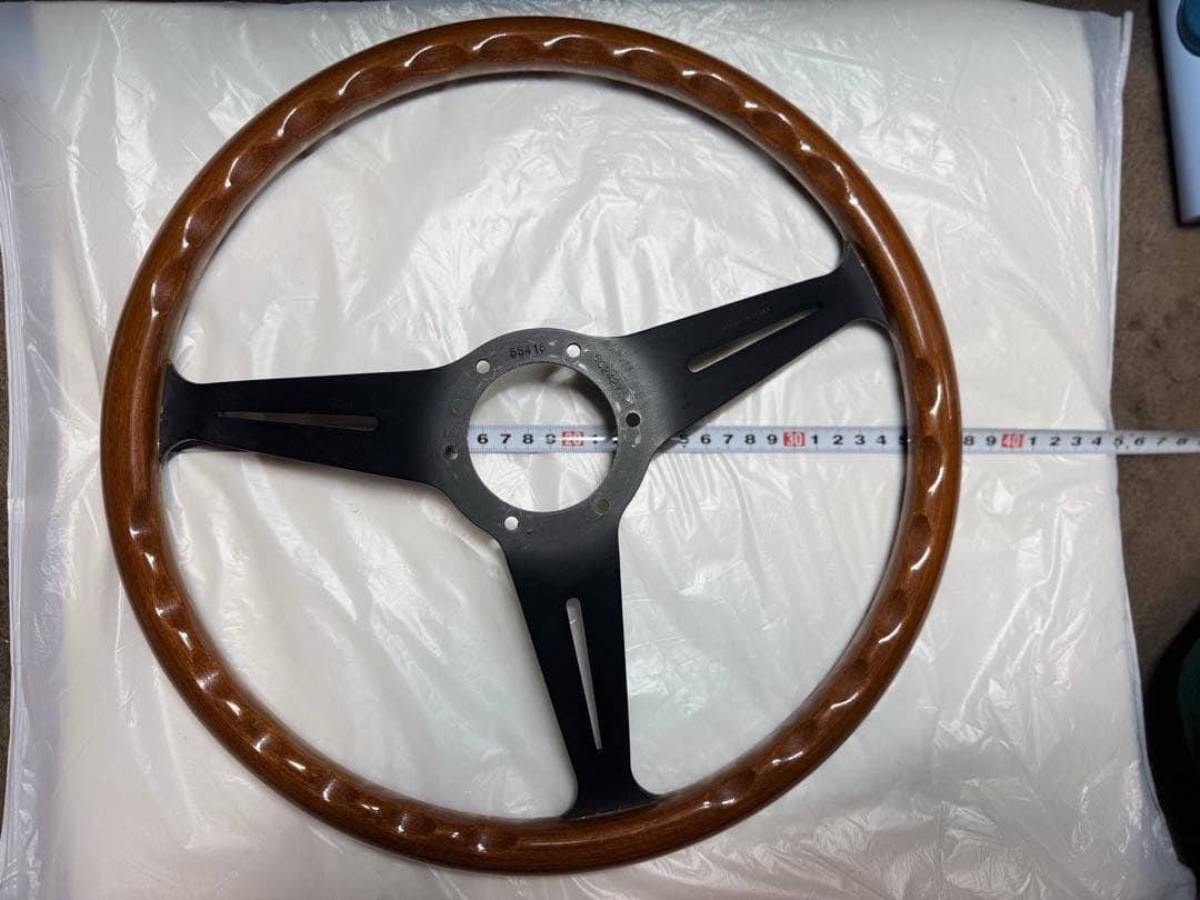 ナルディ ウッド ブラックスポーク ホーンボタン付ステアリングホイール　当時物