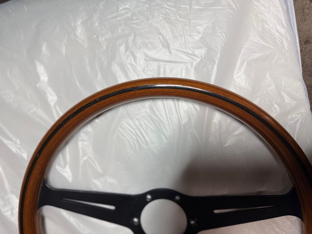 ナルディ ウッド ブラックスポーク ホーンボタン付ステアリングホイール　当時物