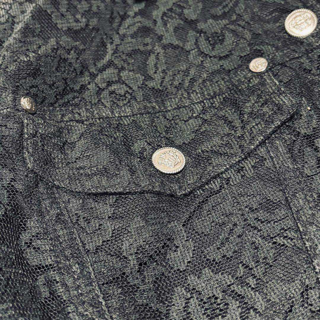 極希少 ヴェルサーチ クロップド丈 短丈 ジャケット レース メデューサ 黒