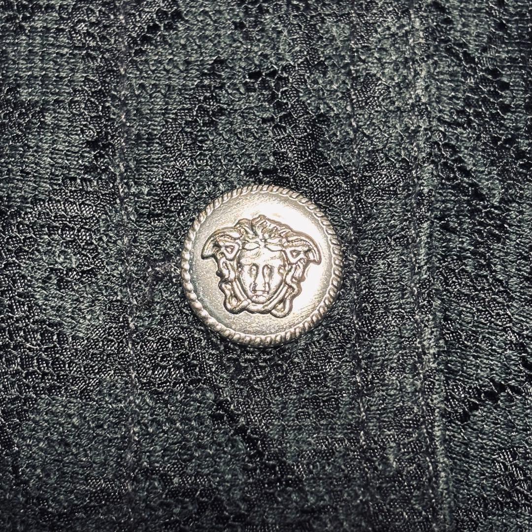 極希少 ヴェルサーチ クロップド丈 短丈 ジャケット レース メデューサ 黒