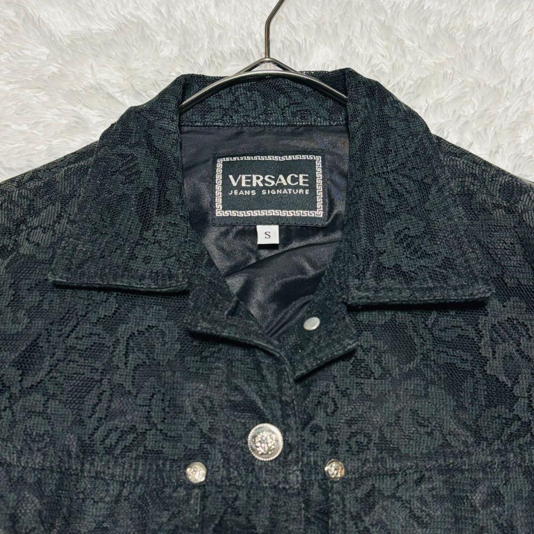 極希少 ヴェルサーチ クロップド丈 短丈 ジャケット レース メデューサ 黒